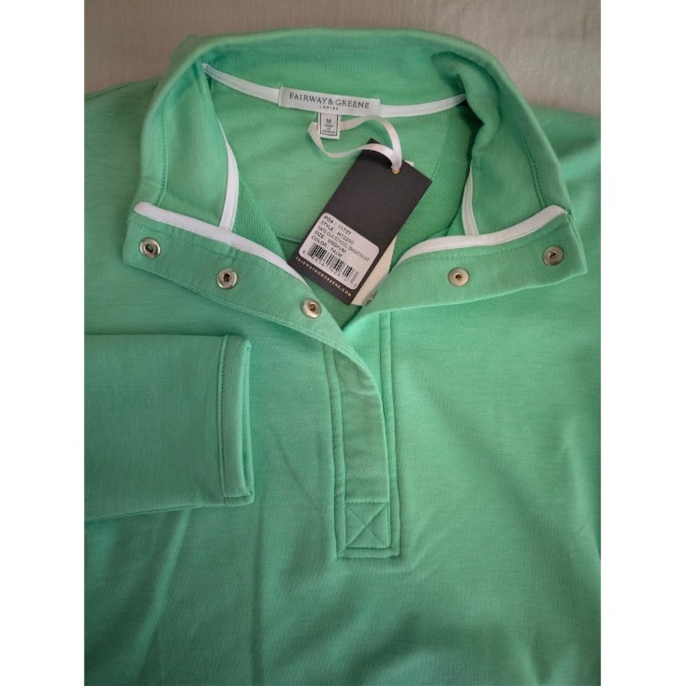 NEW Fairway & Greene Kate Old School Sweatshirt Womens M Lt. Green French Terry